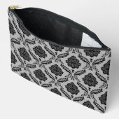 Rococo Damast Patroon Zwart op Grijs Etui (Open)