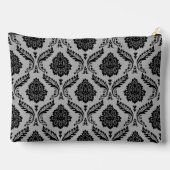 Rococo Damast Patroon Zwart op Grijs Etui (Achterkant)