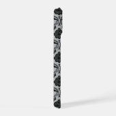 Rococo Damast Patroon Zwart op Grijs iPhone 15 Case (Rechterkant)