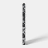 Rococo Damast Patroon Zwart op Grijs iPhone Hoesje (Linkerkant)