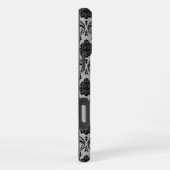 Rococo Damast Patroon Zwart op Grijs iPhone Hoesje (Rechterkant)