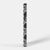 Rococo Damast Patroon Zwart op Grijs iPhone Hoesje (Rechterkant)