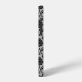 Rococo Damast Patroon Zwart op Grijs iPhone Hoesje (Linkerkant)