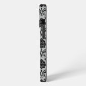 Rococo Damast Patroon Zwart op Grijs iPhone Hoesje (Linkerkant)