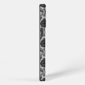 Rococo Damast Patroon Zwart op Grijs iPhone Hoesje (Rechterkant)