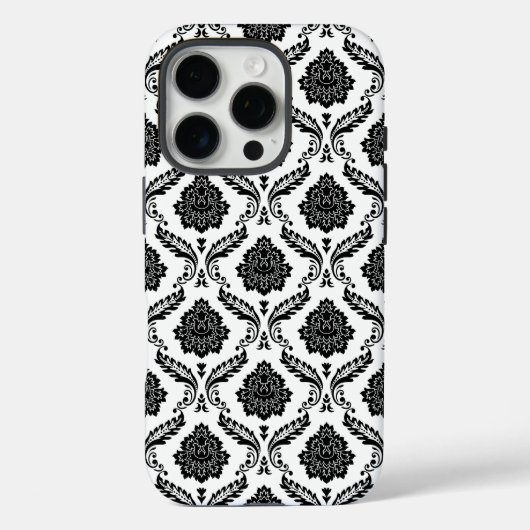 Rococo Damast Patroon Zwart op Wit Case-Mate iPhone Case (Achterkant)