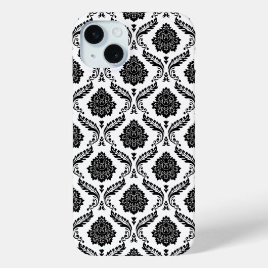 Rococo Damast Patroon Zwart op Wit Case-Mate iPhone Case (Achterkant)