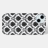 Rococo Damast Patroon Zwart op Wit Case-Mate iPhone Case (Achterkant (horizontaal))
