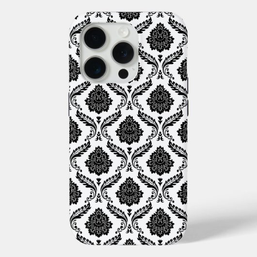 Rococo Damast Patroon Zwart op Wit Case-Mate iPhone Case (Achterkant)