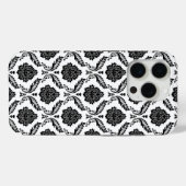 Rococo Damast Patroon Zwart op Wit Case-Mate iPhone Case (Achterkant (horizontaal))