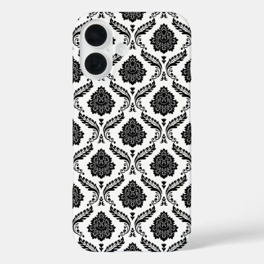 Rococo Damast Patroon Zwart op Wit Case-Mate iPhone Case (Achterkant)