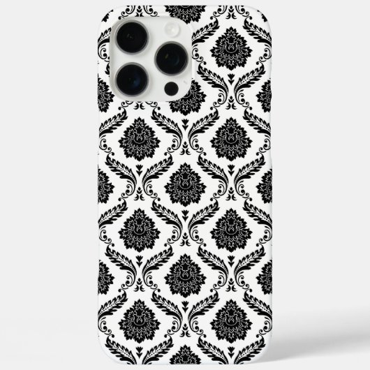 Rococo Damast Patroon Zwart op Wit Case-Mate iPhone Case (Achterkant)