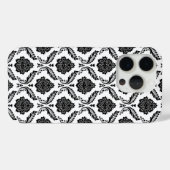 Rococo Damast Patroon Zwart op Wit Case-Mate iPhone Case (Achterkant (horizontaal))