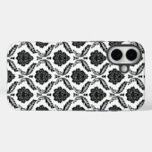 Rococo Damast Patroon Zwart op Wit Case-Mate iPhone Case (Achterkant (horizontaal))