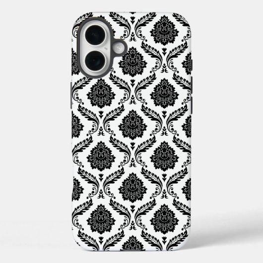 Rococo Damast Patroon Zwart op Wit Case-Mate iPhone Case (Achterkant)