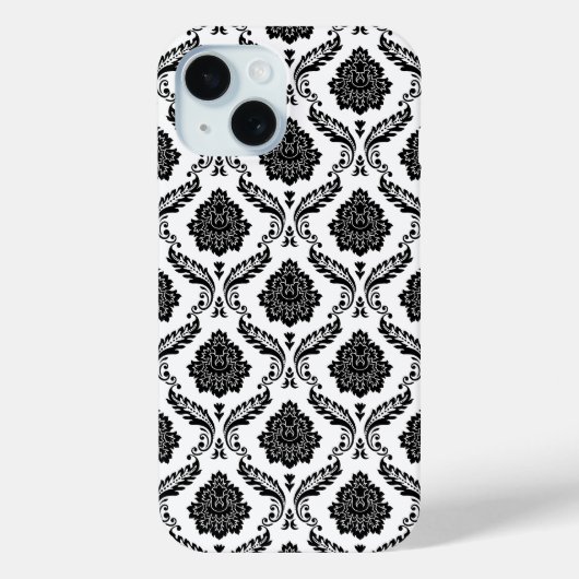 Rococo Damast Patroon Zwart op Wit Case-Mate iPhone Case (Achterkant)