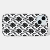 Rococo Damast Patroon Zwart op Wit Case-Mate iPhone Case (Achterkant (horizontaal))