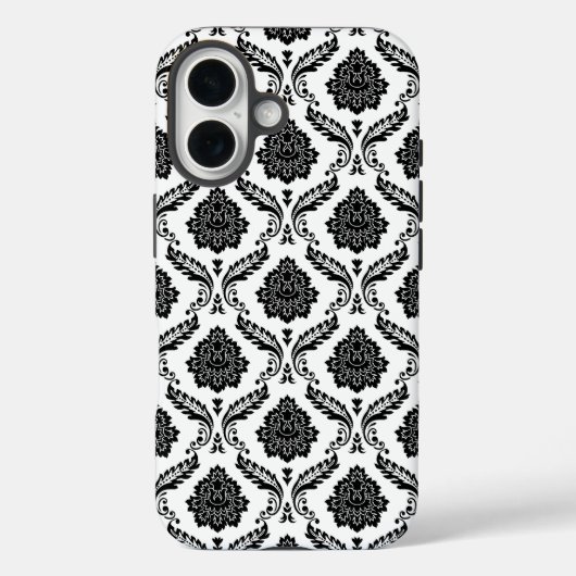 Rococo Damast Patroon Zwart op Wit Case-Mate iPhone Case (Achterkant)