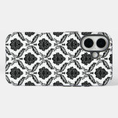 Rococo Damast Patroon Zwart op Wit Case-Mate iPhone Case (Achterkant (horizontaal))