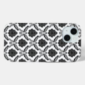 Rococo Damast Patroon Zwart op Wit Case-Mate iPhone Case (Achterkant (horizontaal))