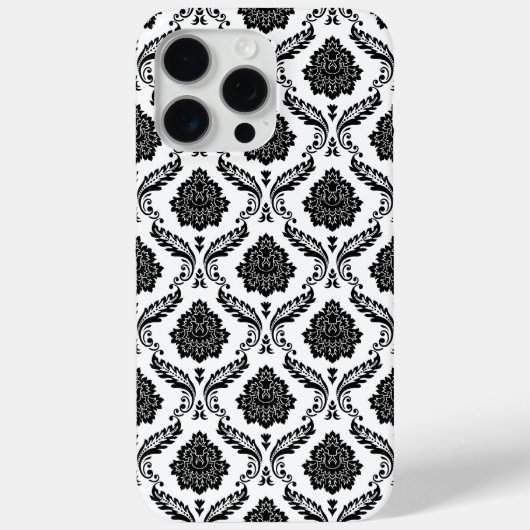 Rococo Damast Patroon Zwart op Wit Case-Mate iPhone Case (Achterkant)