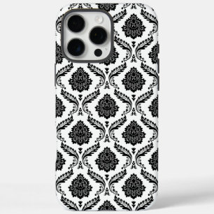 Rococo Damast Patroon Zwart op Wit iPhone 16 Pro Max Hoesje