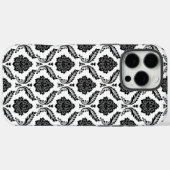 Rococo Damast Patroon Zwart op Wit Case-Mate iPhone Case (Achterkant (horizontaal))