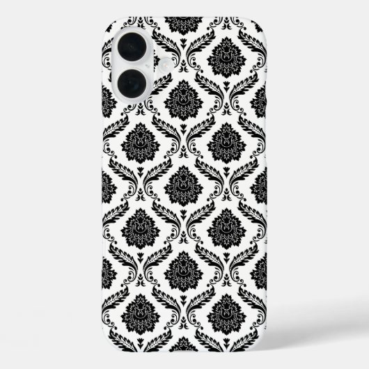 Rococo Damast Patroon Zwart op Wit Case-Mate iPhone Case (Achterkant)