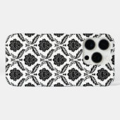 Rococo Damast Patroon Zwart op Wit Case-Mate iPhone Case (Achterkant (horizontaal))
