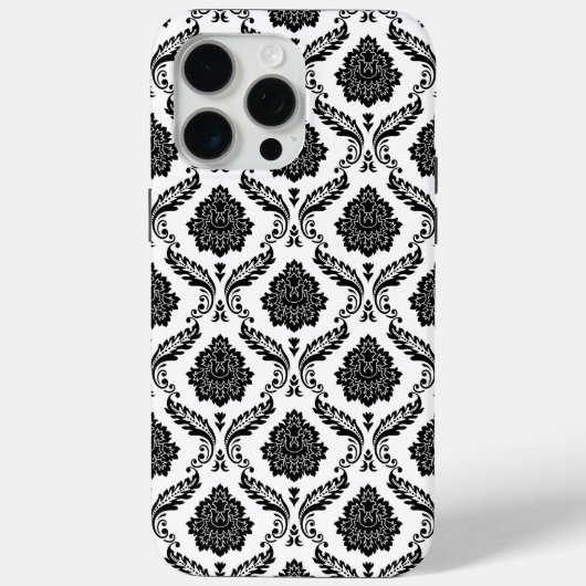 Rococo Damast Patroon Zwart op Wit Case-Mate iPhone Case (Achterkant)