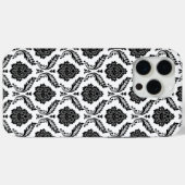 Rococo Damast Patroon Zwart op Wit Case-Mate iPhone Case (Achterkant (horizontaal))