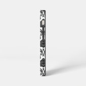 Rococo Damast Patroon Zwart op Wit iPhone Hoesje (Linkerkant)