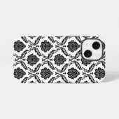 Rococo Damast Patroon Zwart op Wit iPhone Hoesje (Achterkant horizontaal)