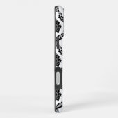 Rococo Damast Patroon Zwart op Wit iPhone Hoesje (Rechterkant)