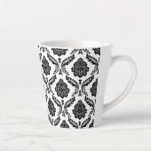 Rococo Damast Patroon Zwart op Wit Latte Mok (Rechts)