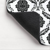 Rococo Damast Patroon Zwart op Wit Muismat (Hoek)