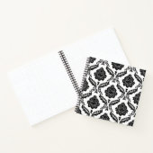Rococo Damast Patroon Zwart op Wit Notitieboek (Binnen)