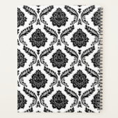 Rococo Damast Patroon Zwart op Wit Planner (Achterkant)
