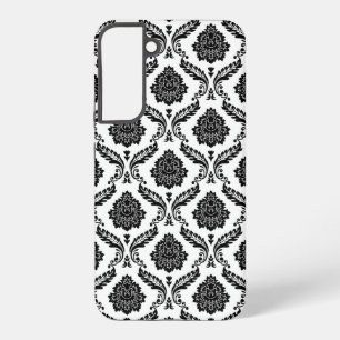 Rococo Damast Patroon Zwart op Wit Samsung Galaxy Hoesje