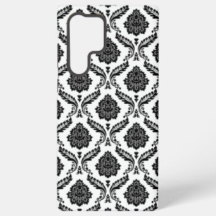Rococo Damast Patroon Zwart op Wit Samsung Galaxy Hoesje