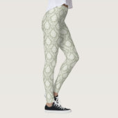 Rococo Damast Rpt Patroon Crème op Groen Leggings (Rechts)
