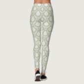 Rococo Damast Rpt Patroon Crème op Groen Leggings (Achterkant)