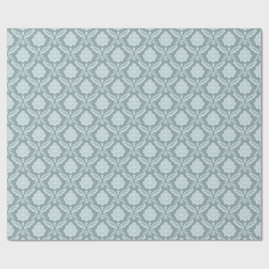 Rococo Damast Rpt Patroon Eendenei Blauw+Teal Cadeaupapier (Vlak)