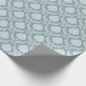Rococo Damast Rpt Patroon Eendenei Blauw+Teal Cadeaupapier (Hoek)