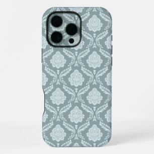 Rococo Damast Rpt Patroon Eendenei Blauw+Teal iPhone 16 Pro Max Hoesje