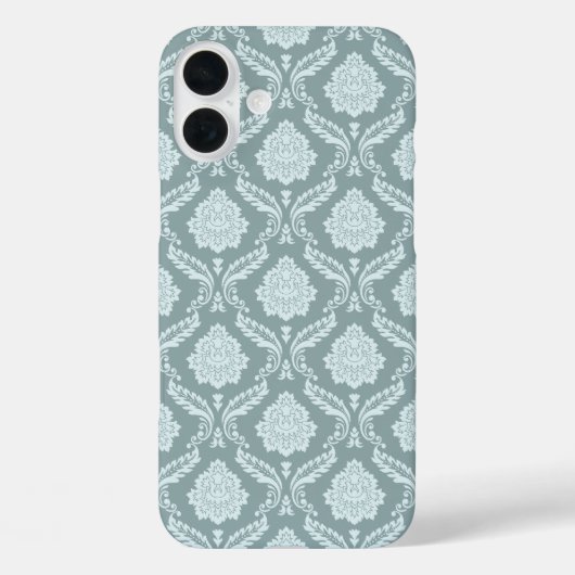 Rococo Damast Rpt Patroon Eendenei Blauw+Turquoise Case-Mate iPhone Case (Achterkant)