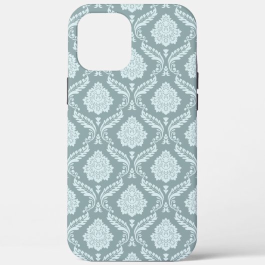 Rococo Damast Rpt Patroon Eendenei Blauw+Turquoise Case-Mate iPhone Case (Achterkant)
