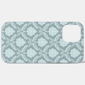 Rococo Damast Rpt Patroon Eendenei Blauw+Turquoise Case-Mate iPhone Case (Achterkant (horizontaal))