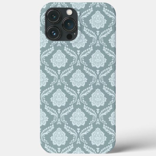 Rococo Damast Rpt Patroon Eendenei Blauw+Turquoise Case-Mate iPhone Case (Achterkant)