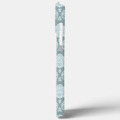 Rococo Damast Rpt Patroon Eendenei Blauw+Turquoise Case-Mate iPhone Case (Achterkant / Links)
